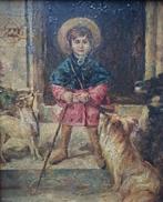 Scuola inglese (XX) - Pastorello con cani - NO RESERVE, Antiek en Kunst