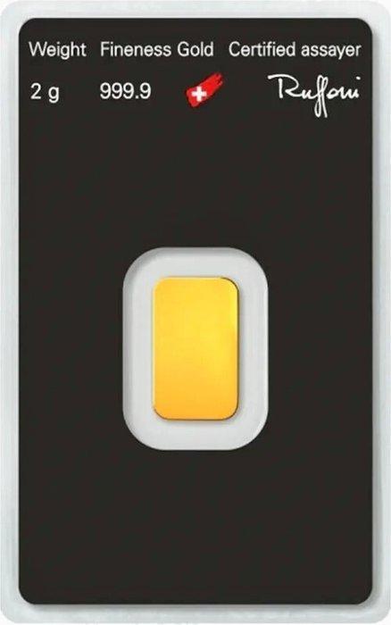 2 gram - Goud .999 - Argor-Heraeus, Switzerland - Met, Postzegels en Munten, Edelmetalen en Baren