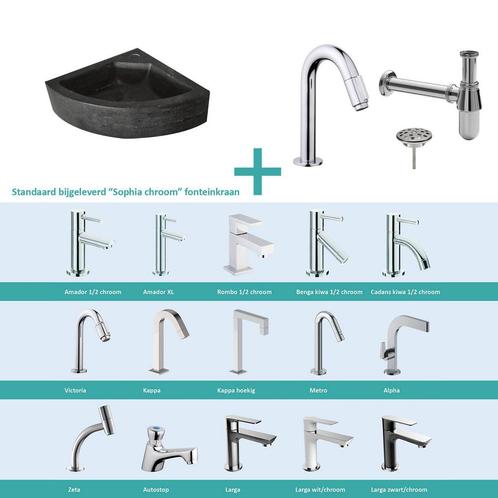 FonteinPack Natuursteen Hoek 30x30x10 cm Chroom (Keuze uit, Doe-het-zelf en Bouw, Sanitair, Overige typen, Nieuw, Chroom, Ophalen of Verzenden