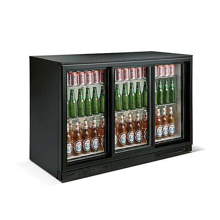 Barkoeler - 338 liter - met 3 schuifdeuren - Zwart, Zakelijke goederen, Horeca | Keukenapparatuur, Nieuw in verpakking, Koelen en Vriezen