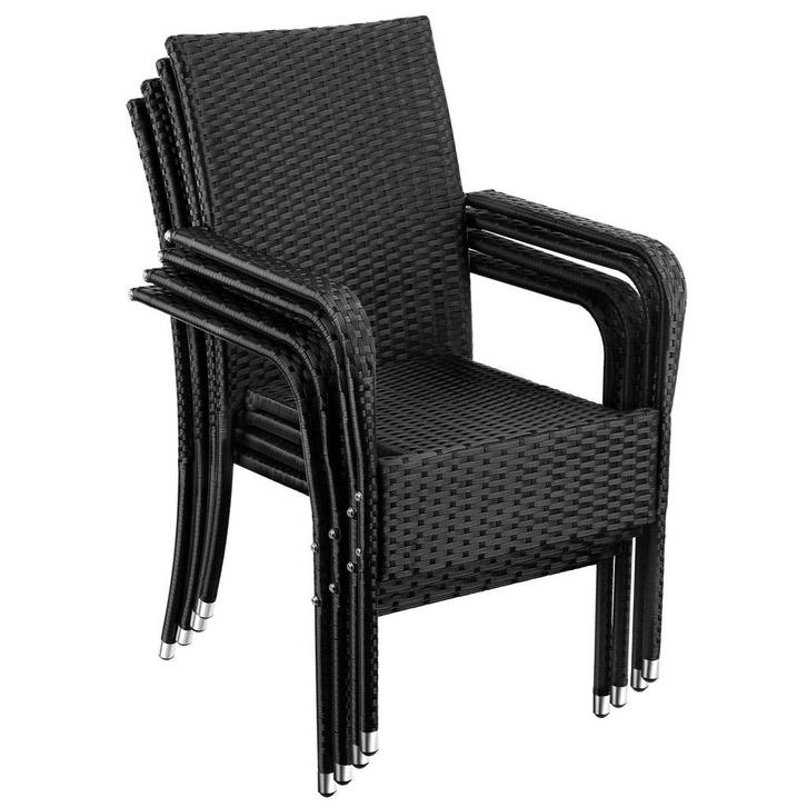 tectake Wicker tuinstoel Girona, stapelbaar, draagkracht 120, Tuin en Terras, Tuinsets en Loungesets, Verzenden