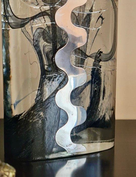 Bloempot - .800 zilver - Vaas in glas en zilver, Antiek en Kunst, Curiosa en Brocante