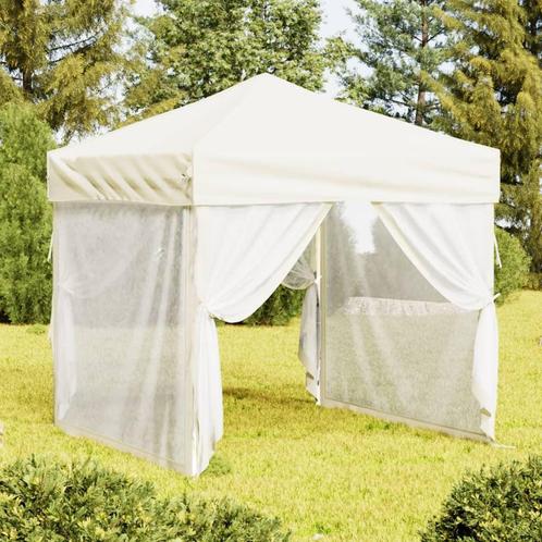 vidaXL Partytent inklapbaar met zijwanden 2x2 m crèmekleurig, Tuin en Terras, Partytenten, Nieuw, Verzenden
