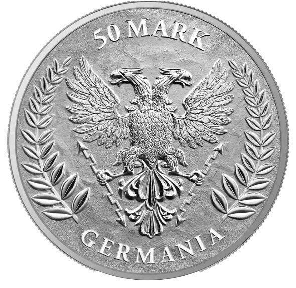 Polen. 2022 10 oz 50 Mark Germania Silver Coin BU (In, Timbres & Monnaies, Métaux nobles & Lingots