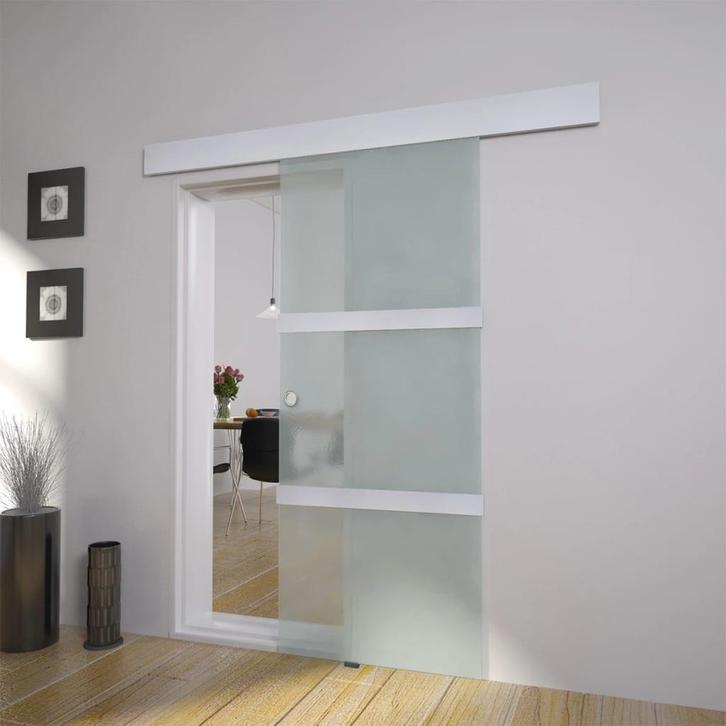 vidaXL Schuifdeur 178 cm glas en aluminium zilverkleurig, Doe-het-zelf en Bouw, Deuren en Vliegenramen, Nieuw, Verzenden