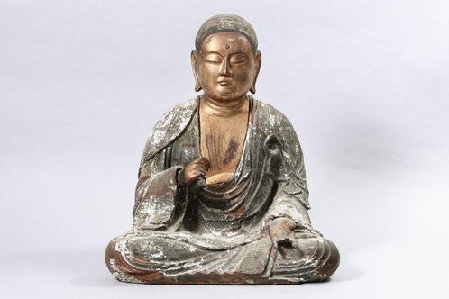 Seated Amitabha Buddha Statue – by Buddhist Sculptor Renshin, Antiek en Kunst, Antiek | Overige Antiek