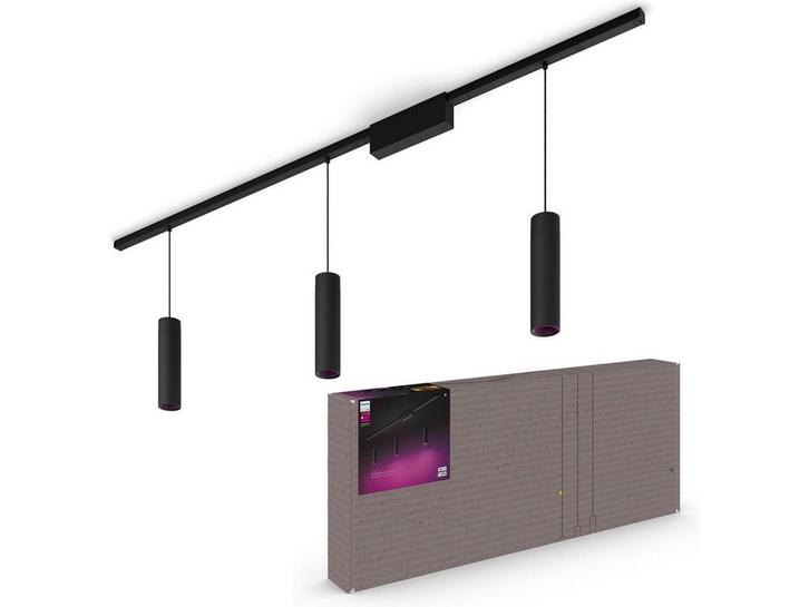 Philips Hue Perifo - Railverlichting - 3 hanglampen - zwart, Huis en Inrichting, Lampen | Hanglampen, Zo goed als nieuw, Verzenden