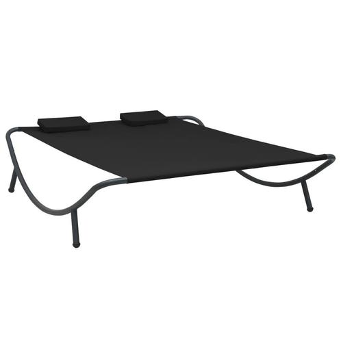 Loungebed Zwart | Retour Deal | Tuin & Strand | 40% Korting, Tuin en Terras, Ligbedden, Nieuw, Metaal, Verzenden