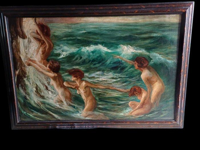 Pre-Raphaelite School (XIX) - Nereids, Antiek en Kunst, Kunst | Schilderijen | Klassiek