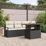 vidaXL Tuinbank Set met kussen 5 pcs Zwart en crème 100 x 55, Verzenden, Nieuw