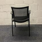 vergaderstoel 4 poot, met netwave rug - zwart stoffen, Gebruikt, Zwart, Eén