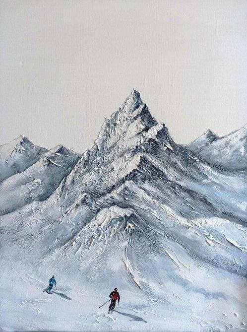 Jasmin Navoyan - Mountain Lovers. Skiers, Antiek en Kunst, Kunst | Schilderijen | Modern