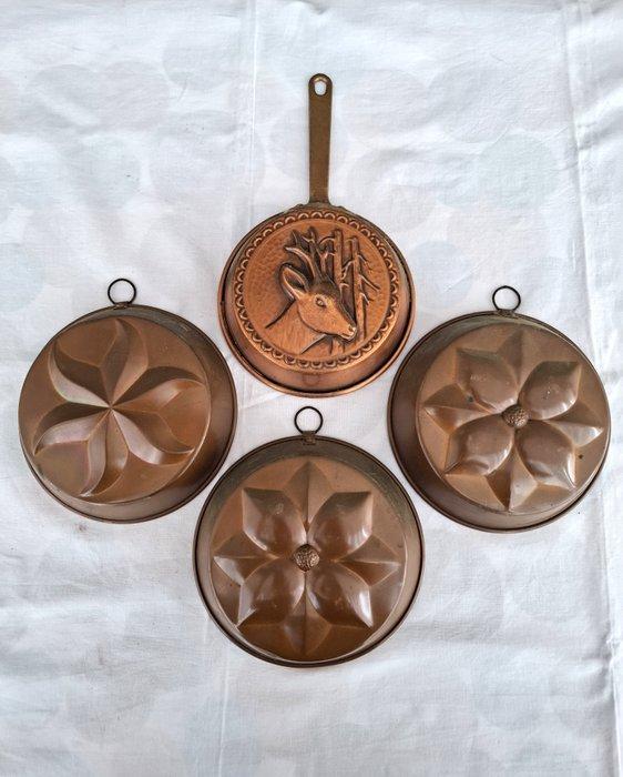 Kookpottenset (4) - Koper - Formine, Antiek en Kunst, Antiek | Keukengerei
