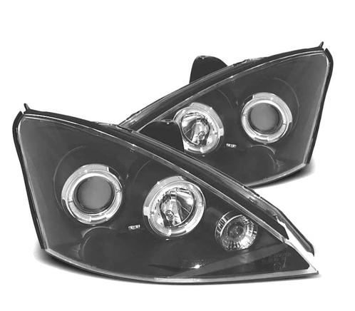 PHARES FORD FOCUS 98-01 ANGEL EYES LED FOND NOIR, Auto-onderdelen, Verlichting, Verzenden
