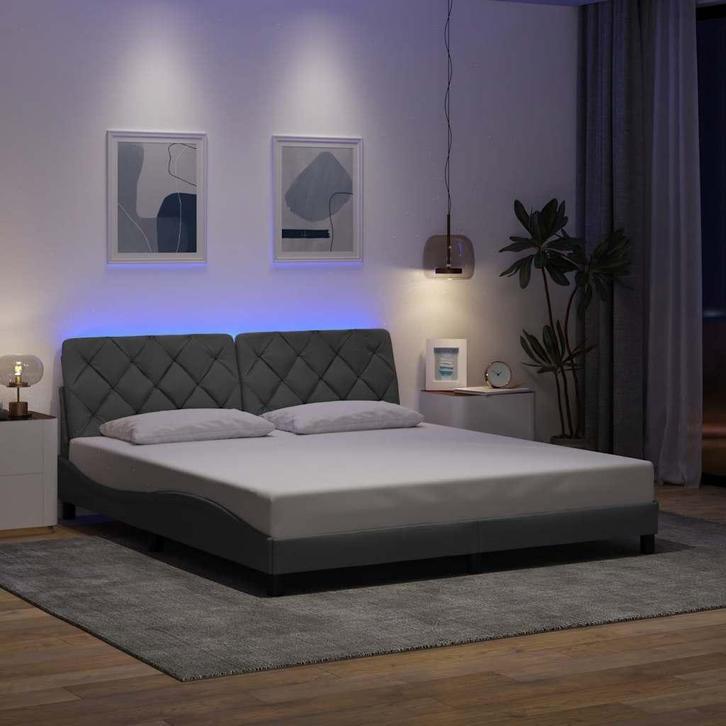 vidaXL Bedframe met LED zonder matras stof 180x200 cm, Maison & Meubles, Chambre à coucher | Lits, Envoi