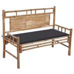 vidaXL Tuinbank met kussen 120 cm bamboe, Tuin en Terras, Verzenden, Nieuw