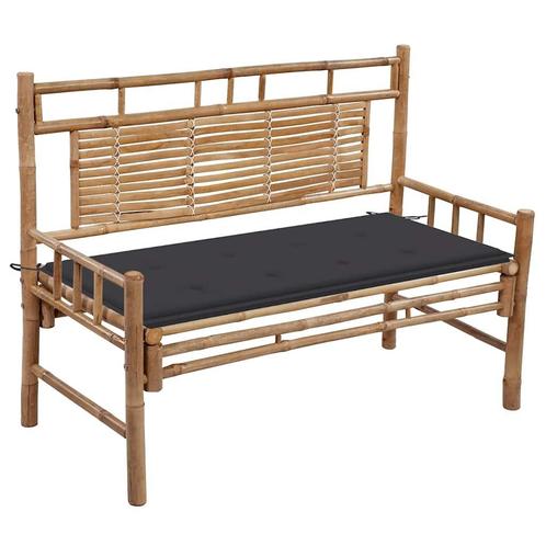 vidaXL Tuinbank met kussen 120 cm bamboe, Tuin en Terras, Tuinsets en Loungesets, Nieuw, Verzenden