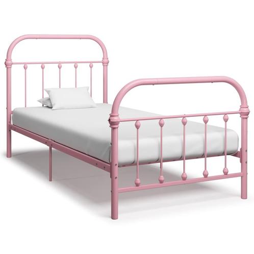vidaXL Bedframe metaal roze 100x200 cm, Huis en Inrichting, Slaapkamer | Bedden, Nieuw, Verzenden