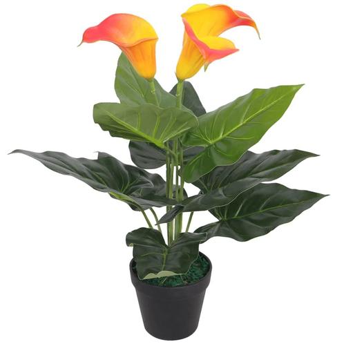vidaXL Kunst calla lelie plant met pot 45 cm rood en geel, Maison & Meubles, Accessoires pour la Maison | Plantes & Fleurs artificielles