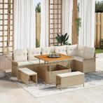 vidaXL 9-delige zetelset voor de tuin met kussens in beige,, Tuin en Terras, Verzenden, Nieuw