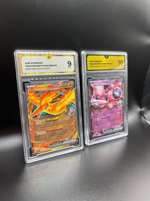 Pokémon - 2 Graded card - Team Rockets Moltres & Mewtwo EX, Hobby en Vrije tijd, Verzamelkaartspellen | Pokémon