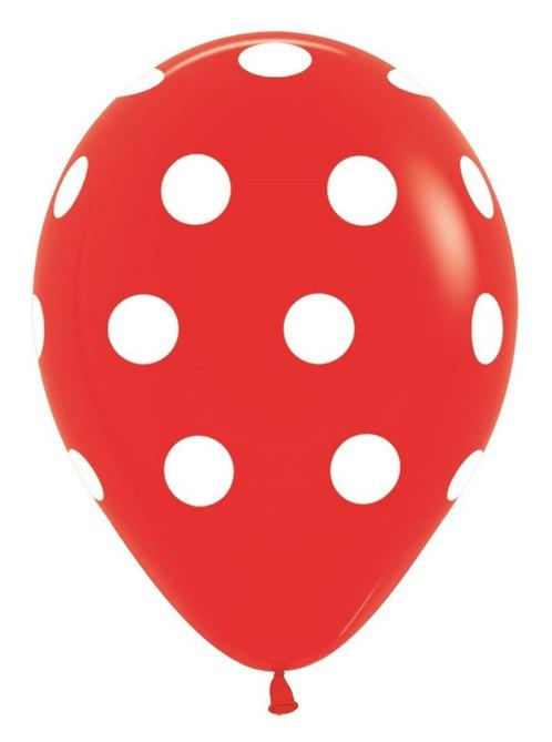 Ballonnen Polka Dots Red 30cm 25st, Hobby en Vrije tijd, Feestartikelen, Nieuw, Verzenden