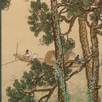 Rolschildering (1) - Zijde - Dennenbos en vissers op een