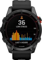 Garmin fenix 7S Solar, Slate Gray met zwarte slimme horloges, Handtassen en Accessoires, Verzenden, Nieuw