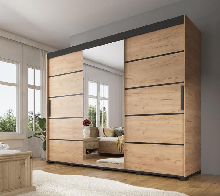 Kledingkast Fabio - Eiken - Industrieel - Modern, Huis en Inrichting, Kasten | Overige, Nieuw, Verzenden