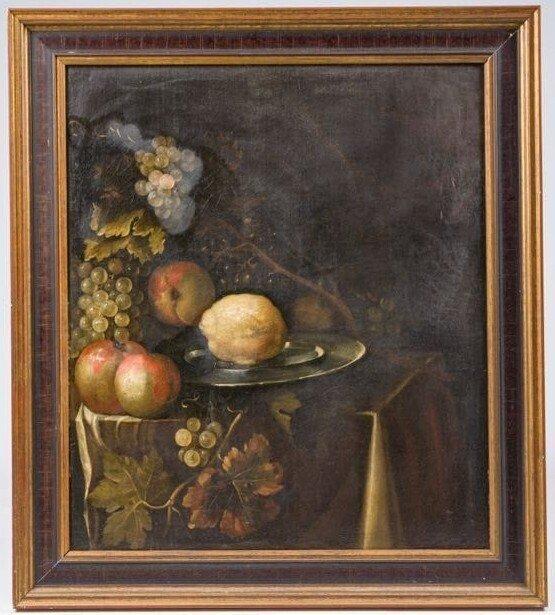 Europese school (XVIII), Naar - Still life with fruit and a, Antiek en Kunst, Kunst | Schilderijen | Klassiek
