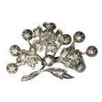 Broche - 18 karaat Geel goud, Zilver - Diamant - Vintage, Handtassen en Accessoires, Antieke sieraden