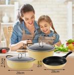 3-delige Anti-aanbak Pannenset – Gietaluminium Kookset Met, Ophalen of Verzenden, Nieuw