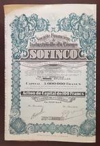 België. Sofinco action de capital de 100 Francs 1928, Postzegels en Munten