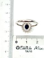 Ring - 18 karaat Witgoud Saffier - Diamant, Handtassen en Accessoires, Ringen, Nieuw