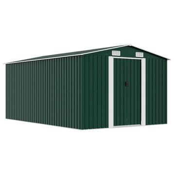 vidaXL Tuinschuur 257x392x181 cm metaal groen beschikbaar voor biedingen