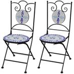 Bistrostoelen Inklapbaar - Retour Deal - Blauw/Wit Design, Tuin en Terras, Tuinstoelen, Verzenden, Nieuw, Metaal
