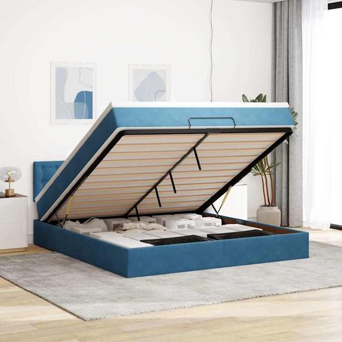 vidaXL Ottoman bed met matras 160x200cm fluweel donkerblauw, Huis en Inrichting, Slaapkamer | Bedden, Nieuw, Verzenden