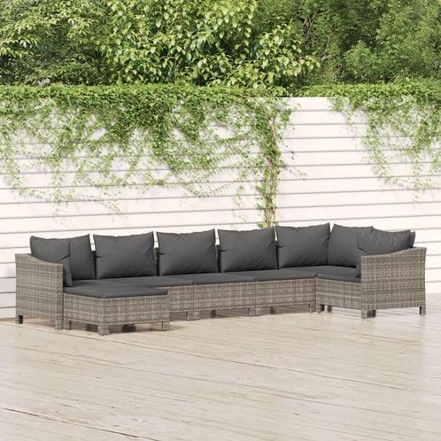 vidaXL 7-delige Loungeset met kussens poly rattan grijs, Tuin en Terras, Tuinsets en Loungesets, Loungeset, Nieuw, Verzenden