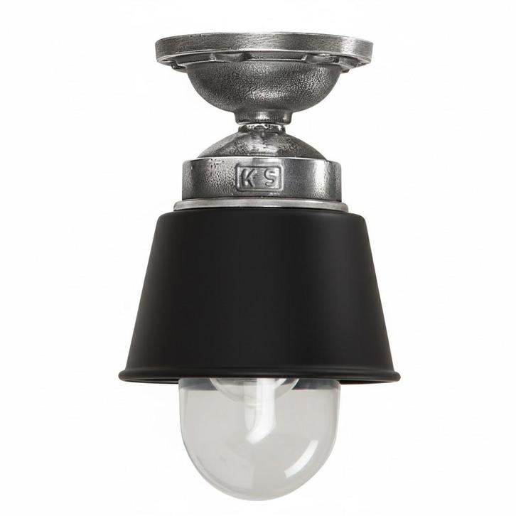 Plafondlampen Plafondlamp Kostas zwart aluminium E27 binnen, Huis en Inrichting, Lampen | Plafondlampen, Verzenden