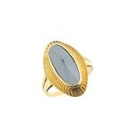 Vintage gouden ring met hematiet (ovaal facet, geelgoud), Gebruikt, Overige kleuren, Ophalen of Verzenden, Kleiner dan 17