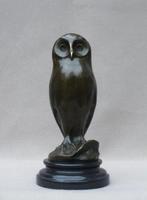 sculptuur, Young owl - 2,2 kg - 25 cm - Gepatineerd brons