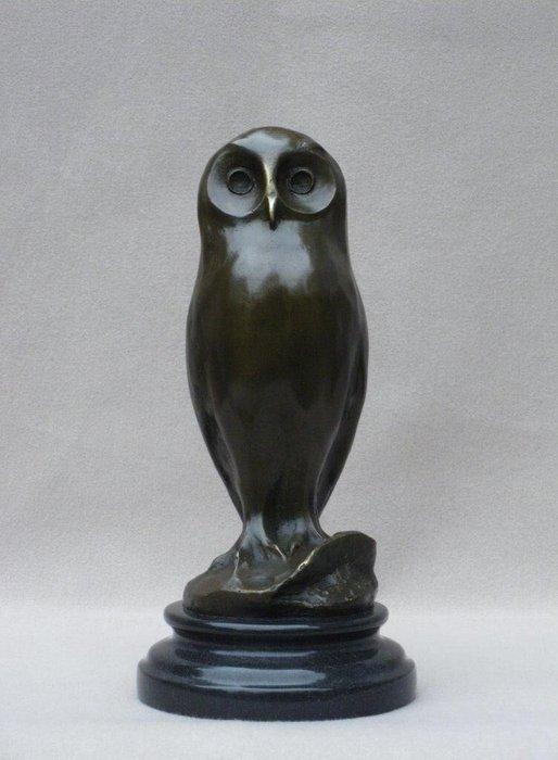 sculptuur, Young owl - 2,2 kg - 25 cm - Gepatineerd brons, Antiek en Kunst, Curiosa en Brocante