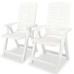 vidaXL Tuinstoelen 2 st verstelbaar kunststof wit, Tuin en Terras, Verzenden, Nieuw