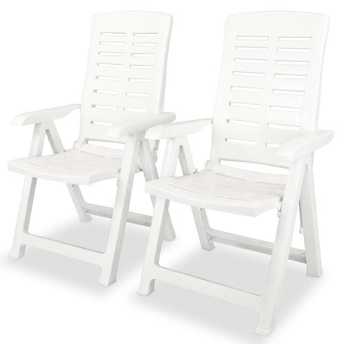 vidaXL Tuinstoelen 2 st verstelbaar kunststof wit, Tuin en Terras, Tuinstoelen, Nieuw, Verzenden
