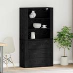 vidaXL Highboard met lade Zwart eiken 80 x 33 x 150 cm, Huis en Inrichting, Verzenden, Nieuw