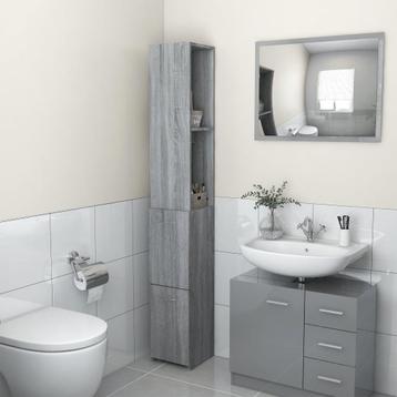 vidaXL Badkamerkast 25x26,5x170cm bewerkt hout grijs sonoma, Huis en Inrichting, Badkamer | Badkamermeubels, Verzenden, Nieuw