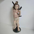 Beeld, Sint Sebastianus - 38 cm - Polychroom hout, Antiek en Kunst