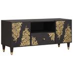 vidaXL TV Kast met lade Zwart 105 x 33 x 46 cm Massief Mango, Huis en Inrichting, Verzenden, Nieuw