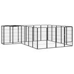 Hondenkennel 22 panelen 50x100 cm gepoedercoat staal zwart, Dieren en Toebehoren, Verzenden, Nieuw