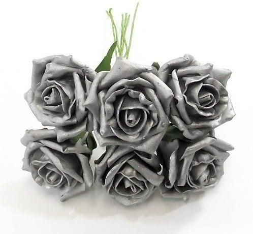Foamroos Princess Kleurvast Pearl Zilver 6 cm Bundel 6 stuks, Maison & Meubles, Accessoires pour la Maison | Plantes & Fleurs artificielles